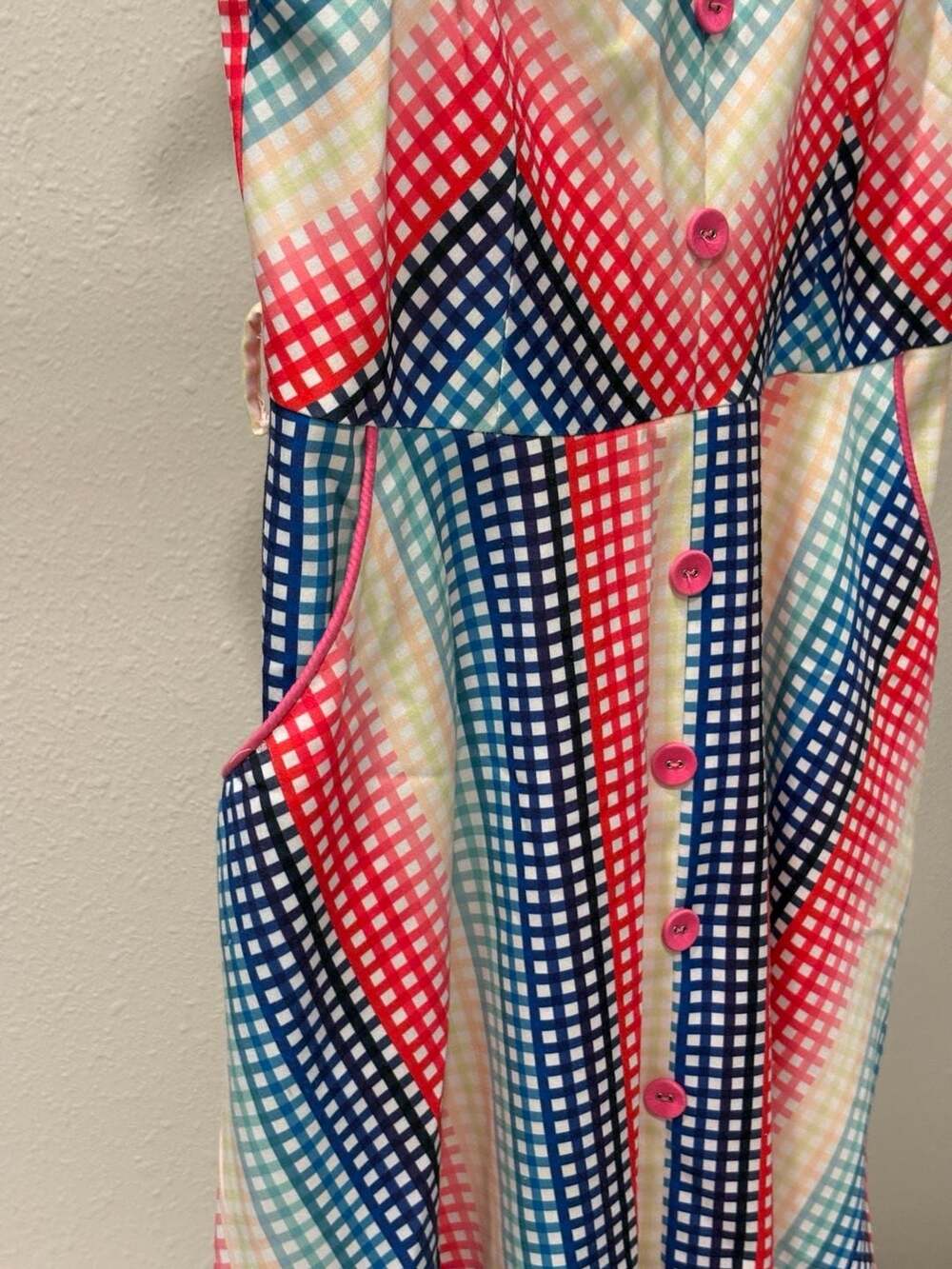 Voodoo Vixen Serene Rainbow Gingham Flare Dress - Picture 3 of 7